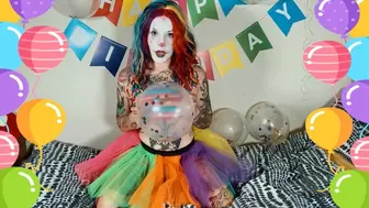 Clown Girl Riding Balloons 'til They Pop