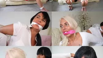 Raven Lee and charn, first time tied and bandana gagged, escape challenge (mp4)