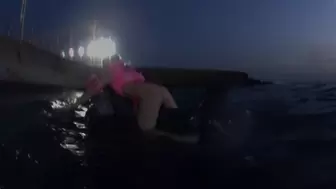 Alla hotly fucks an inflatable shark at night on a deserted beach and gets a real orgasm!!!