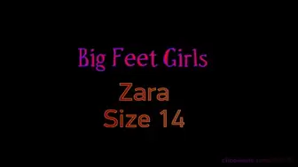 Zara plays with her big size 14 feet in shower, then tries to fit small for her feet size 42 EU (11 US) sandals