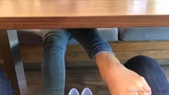 Zara big feet under the table