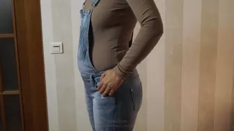 Jeans jumpsuit and ball belly