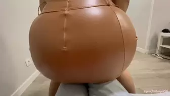 Lap farts in leather skirt