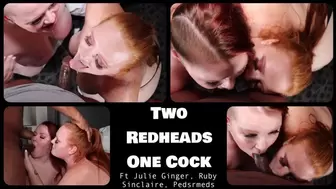 Two Redheads, One Cock Double Blowjob