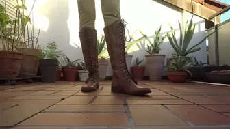 Lace-up boots on the terrace