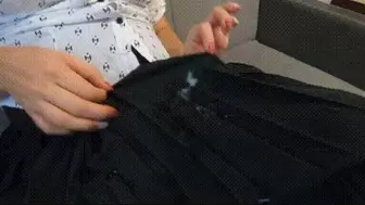 Teasing by sexy legs pleated skirt and cumshot joi