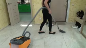 vacuuming in ballet flats
