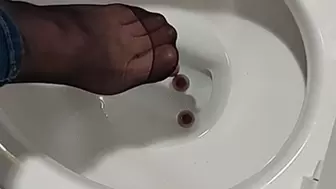 chocolate mini ball in toilet