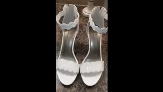 First Fuck In Her New White Patent Stiletto Spiked Heel Worthington Ankle Strap Sandals Wearing Her Green Lacy Lingerie