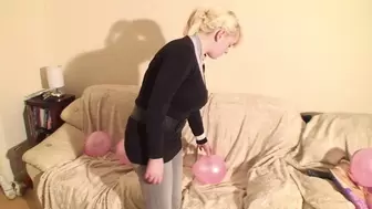 Nicole Pops Pink Balloons Under Her Tight Butt