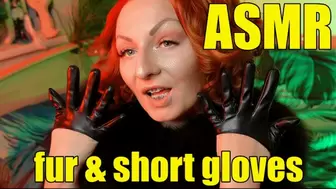 Sexy pin up Arya doing ASMR sounds with short leather gloves