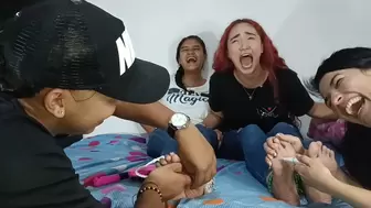 CAMILA AND YESSICA RECEIVE BAREFOOT TICKLING PUNISHMENT AT THE HANDS OF NAZ AND SERGIO
