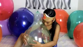 Sexy Wonder Woman Camylle Teases Licks, Kisses And Spits On Your Balloon