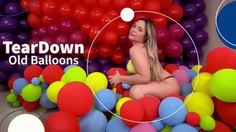 Bikini Girl Take Down Old Balloons - 4K