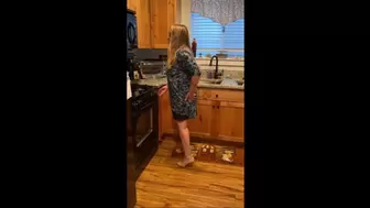 Sexy Chef Deb Fixes Dinner Wearing Black Mini Skirt With Beige Comfort Plus Pumps With Upskirts of Her Bare Ass (9-18-2021)