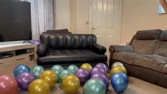 Sit popping chrome balloons HD