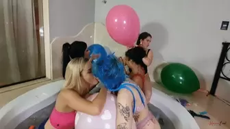 5 GIRLS DELICIOUS PARTY WITH BALLOONS AND LOTS OF HOT KISSES --- NEW KC 2022 - CLIP 7 IN FULL HD
