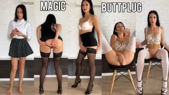 Magic buttplug, dildo sucking & fucking