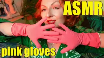 Pretty Pin Up model Arya and pink latex household gloves