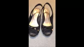 Deb's Dirty Black Montego Bay Club Wedge Heels Before Driving & Pedal Pumping in Them