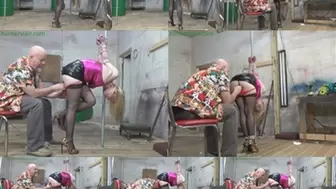 Bent over, arms tied to a pole & dildo fucked from behind (MP4 SD 3500kbps)
