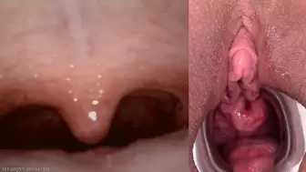 examine my mouth and pussy while I cum