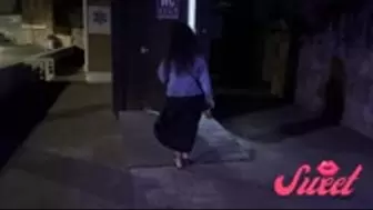 Fucking in a public toilet during a night walk - SweetArabic real amateur homemade