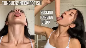 Tongue & neck fetish, dildo sucking 4K