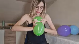 She squeezes the balloons until they burst