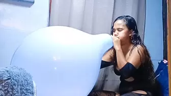 Sexy Juju Blows To Pop HARD Your Big Blue Balloon