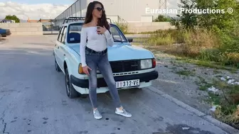 CustomVideo - 03 - Katya driving Skoda in slipon shoes
