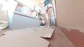 Italian Girlfriend - Chocolate eggs barefoot crush floor angle