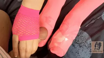 (138) Footjob and Cum on Stripper Mules and Neon Pink Stockings (1080p, WMV)