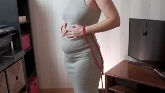 Grey dress and red rope