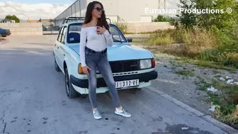 CustomVideo - 03B - Katya driving Skoda in slip on shoes PEDAL CAM