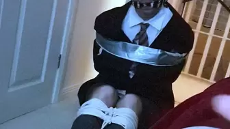 Man tied up tight in adult school uniform 2-BBW domination,BBW bondage,amateur,schoolboy,male bondage,man in bondage,gay bondage,bound and gagged man,man tied up,socks,tape bondage,duct taped,taped up,duct tape