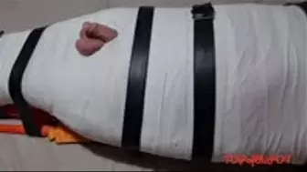 Helpless mummified man for Halloween 2-BBW domination,BBW bondage,male bondage,man in bondage,mummified,mummification,bound and gagged man,man tied up,taped up,duct taped,duct tape,amateur,wrapped up,