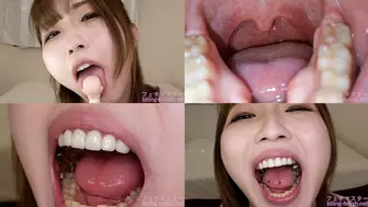Maria Wakatsuki - Showing inside cute girl's mouth, chewing gummy candys, sucking fingers, licking and sucking human doll, and chewing dried sardines mout-144