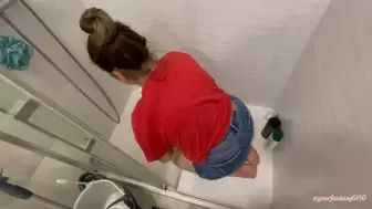 Farting while cleaning the shower