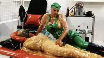 Encased in rubber cocoon - Strap-On Fucking - Piss me in face