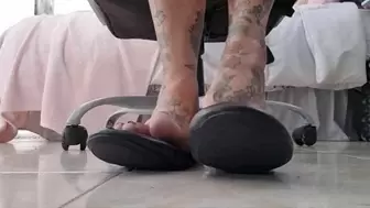 Under Giantess unawares sexy soles wearing ballet slipoers shoeplay sexily slipping in and out of them dangling & more