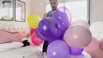 Loonerboy play with legging and cluster balloons