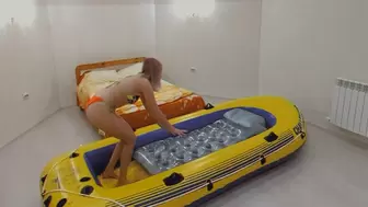 Alla blows away an air mattress and an inflatable boat!!!