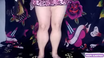 Kepi Carter muscular calves in my brand new stilettos' with baby oil rub down with Cum Countdown