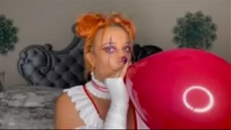 B2P Seductive Clown Blows Red Balloon Until It Pops