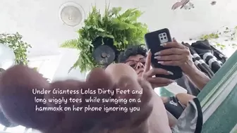 Sexy swinging soles Under Giantess Lolas Dirty Feet and long wiggly toes while swinging on a hammock on her phone ignoring you mkv