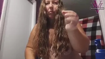 long hair conditioning treatment and titty shaking- HD 1080p