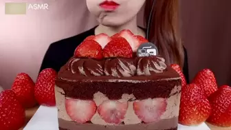 Asian Goddess Princess Yani ASMR Chocolate Feast Pt 10 in HD Strawberry Shortcake chocolate layer cake Cream LOVERS Food Porn Fetish Chewing Licks Noisy Swallowing Close-Up No Talking tight Red Lips