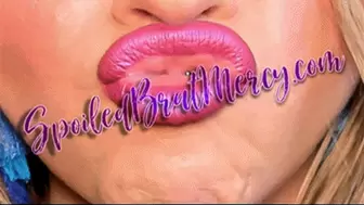 Hot Pink Liquid Lipstick Lips Sniffing Close-up (HD) WMV