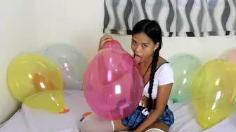 Sexy Schoolgirl Camylle Rides, Sits To Pop, Nail Pops, Kisses, Licks And Spits On Your Balloons
